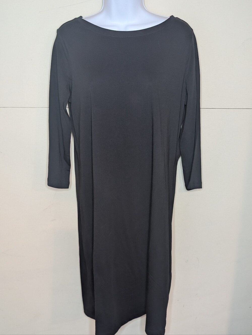 Pact Organic Cotton Midi Dress 3/4 Sleeves in Black